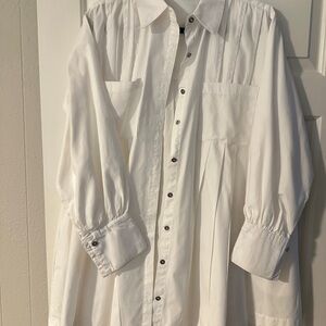 Ces Femme Ivory Button-Up Dress with Black Accents